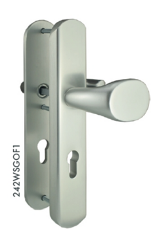 Wechsel-Sicherheitsgarnitur - oval - F1 silber eloxiert - Entfernung 72 mm - T�rst�rke bis 40 mm - Aluminium