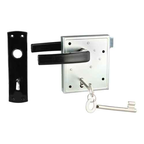 INTRA-TEC Kastenschloss Buntbart - f�r Gartentore & Kellert�ren, Dorn 60 mm, Entfernung 55 mm, DIN L/R, verzinkt, schlie�ende Falle, zweitourig