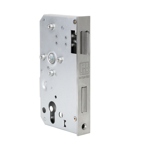 INTRA-TEC Ersatzschloss f�r Anschwei�k�sten - f�r 40er Rohr, Dorn 60 mm, Entfernung 72 mm, DIN L/R, Edelstahl-Stulpe, Profilzylinder