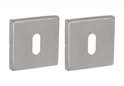 Quadratische Schl�sselrosette - Edelstahl - 52 x 52 mm - Lochabstand 38 mm - f�r Buntbart / Schl�ssel