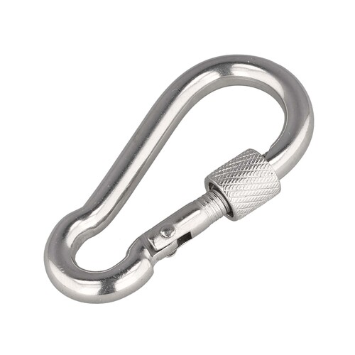 Karabinerhaken mit Sicherheitsmutter - Edelstahl A4 (AISI 316) - rostfrei - s�urebest�ndig