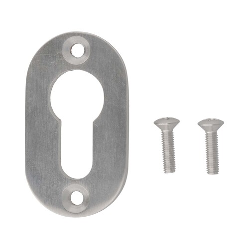 Profilzylinder-Rosette V2A Edelstahl - halbrund - 32 x 58 x 6 mm - Schraublochabstand 46 mm