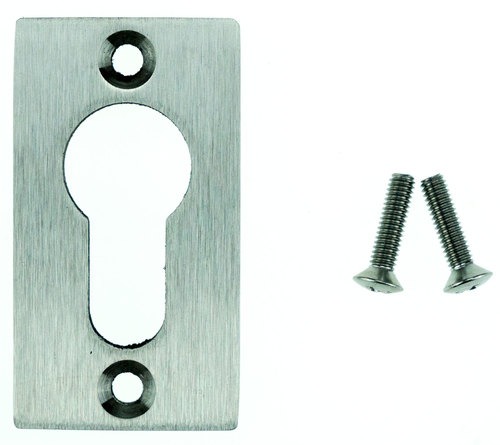 Profilzylinder-Rosette Eckig Edelstahl Bohrabstand 45 mm