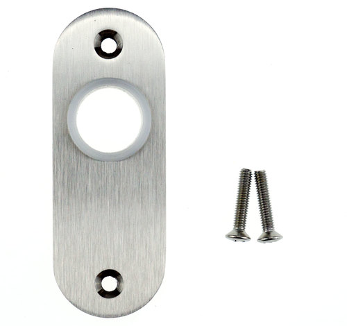 Dr�ckerschild oval Edelstahl massiv 32x86x6 mm Lochabstand 67 mm