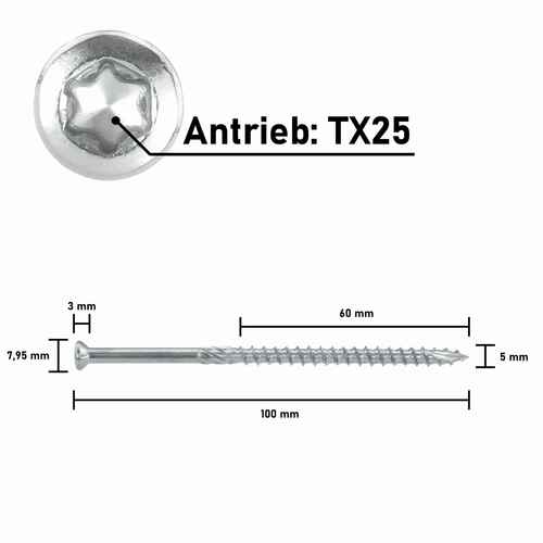Terrassenschraube T-INOX C1 plus Wera Bit, Terrassenschrauben martensitisch