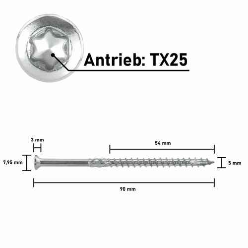 Terrassenschraube T-INOX C1 plus Wera Bit, Terrassenschrauben martensitisch