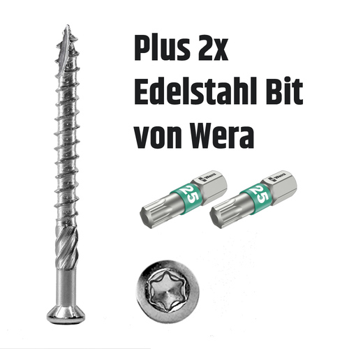 Terrassenschraube T-INOX C1 plus Wera Bit, Terrassenschrauben martensitisch