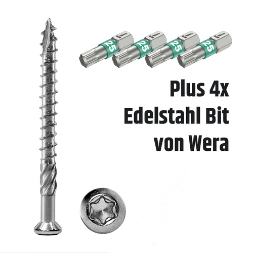 Terrassenschraube T-INOX C1 plus Wera Bit, Terrassenschrauben martensitisch