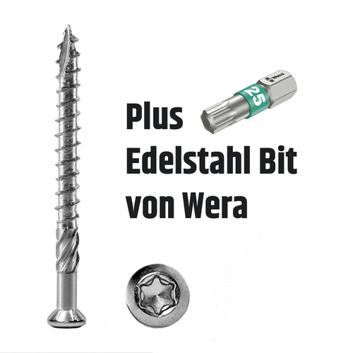 Terrassenschraube T-INOX C1 plus Wera Bit, Terrassenschrauben martensitisch