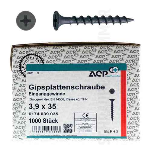 ACP Schnellbauschrauben Grobgewinde - Trompetenkopf - Nadelspitze - PH2 - EN 14566 - f�r Holz-Unterkonstruktionen 
