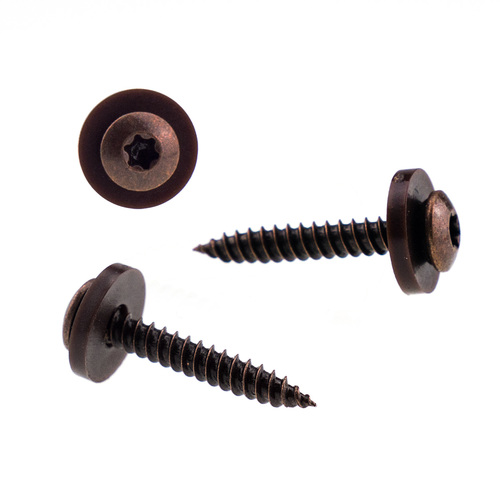 Fensterbankschrauben Edelstahl A2 br�niert - 3,9 x 25mm, brauner Kopf