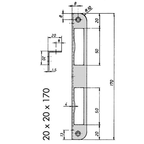 Cierre Angular Para Puerta De Habitación - 170x20x8 Mm, Plata, DIN Izquierda/derecha, Marca SSF