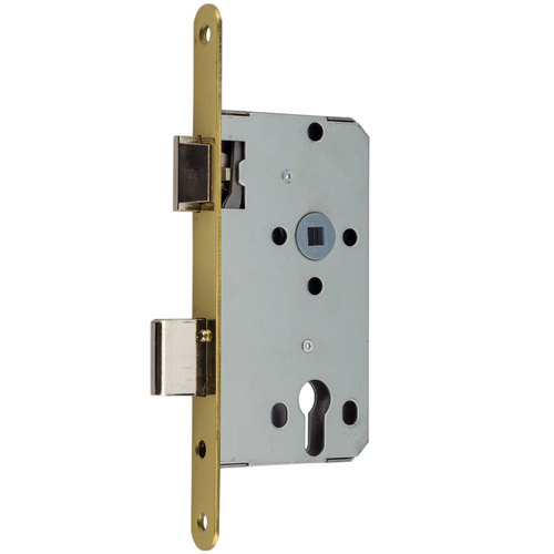 Korridort�r-Einsteckschloss - PZ/W - DIN links - Dorn 55 mm - Entfernung 72 mm - Nuss 8 mm - Messing poliert - Stulp 20x235 mm abgerundet - Klasse 2