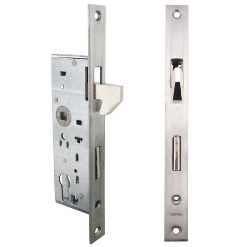 Rohrrahmen-Schiebet�rschloss mit Edelstahlstulpe 24x243 kantig