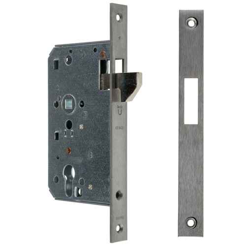 Schiebet�rschloss mit Hakenfalle - PZ/W - Dornma� 65 mm - Edelstahl-Stulp kantig 24 x 235 mm