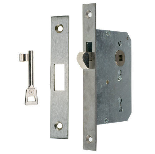 Hakenschloss Schiebet�rschloss Bever 139BB - Buntbart - Dornma� 55 mm - Edelstahl-Stulpe kantig 20 x 180 mm