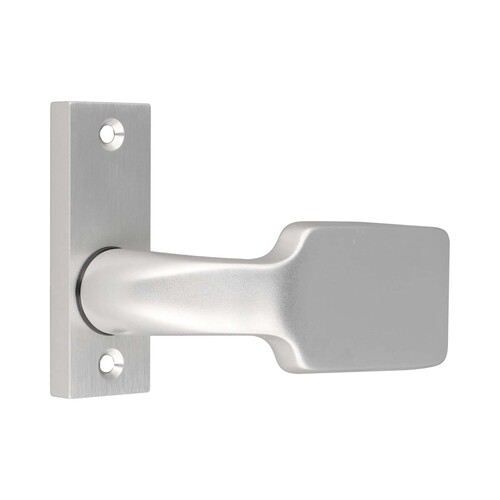 Rechteck-Knauf Alu F1 auf kantiger Rosette 10x30x86 mm, f�r Schlossk�sten mit 67 mm Befestigungsl�chern 