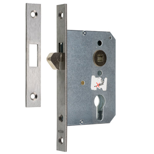 Schiebet�rschloss PZ/W 55/8 - Edelstahl - 20x180 mm - mit Hakenfalle & Schlie�blech