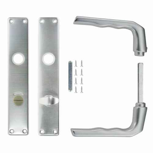 AluDrückergarnitur WC F1 Griffe + Türschilder komplett Griffe und