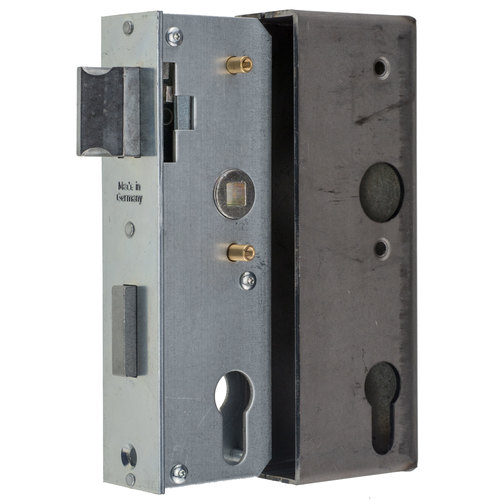 Metalltorschloss mit Einschwei�kasten - Dornma� 40 mm - f�r 40 mm Rohr - Stulpe 33 x 166 mm