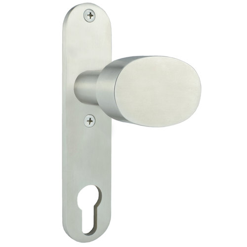  Knauf 40 x 60 mm, oval, fest, mit Langschild Ls/Rs.umstellbar, 67mm Lochabstand Edelstahl