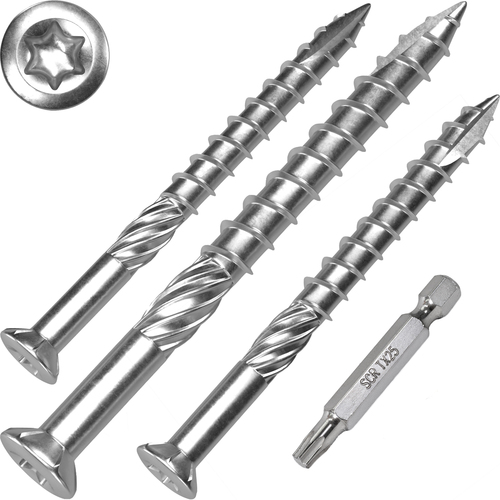 T-INOX Edelstahl C1 Terrassenschraube mit TX Antrieb, Cutspitze und Reibteil