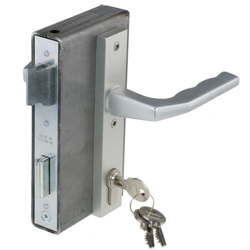 Komplettset Einsteckschloss mit Schlosskasten & Dr�ckergarnitur - 30 mm Rohr - PZ/W - Dorn 60 - Entfernung 72 - Nuss 8