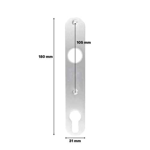 Langschild rund - 180x31x10 mm - 92mm Entfernung - 105 mm Schraublochabstand