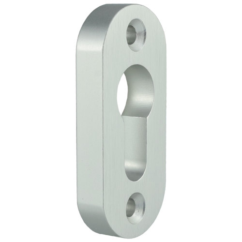 Profilzylinder-Rosette oval Alu massiv 30 x 67 x 10 mm, Schraublochabstand 50 mm