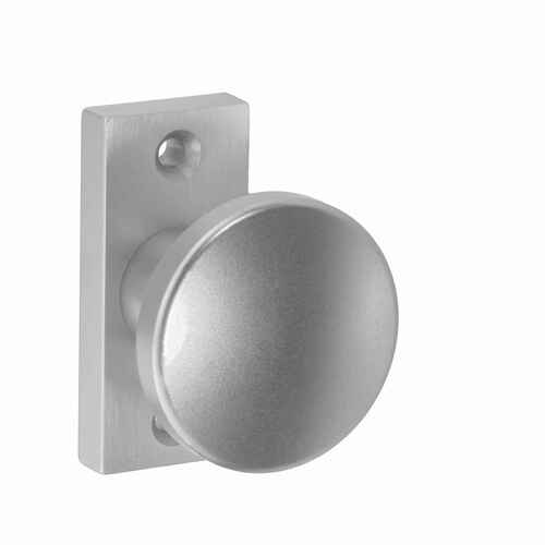 Knopf-Dr�cker fest auf kantiger Alu-Rosette mit Lochabstand 50 mm