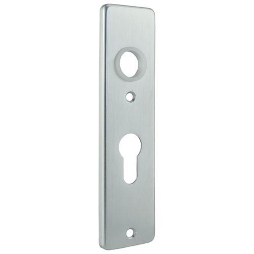 Kurzschild f�r Kastenschl�sser, Entfernung 55 mm, Alu F1, 40x165x7 mm, Lochung f�r Profilzylinder und Dr�cker