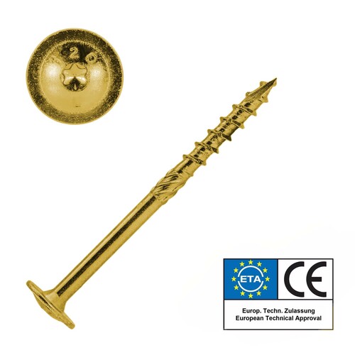 SCREW REBEL Tellerkopfschraube mit ETA Zulassung und Torx (TX) Antrieb - gelb verzinkt 