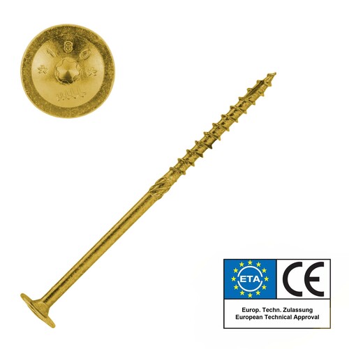 SCREW REBEL Tellerkopfschraube mit ETA Zulassung und Torx (TX) Antrieb - gelb verzinkt 