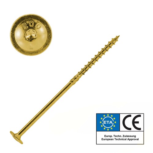 SCREW REBEL Tellerkopfschraube mit ETA Zulassung und Torx (TX) Antrieb - gelb verzinkt 