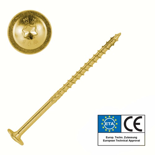 SCREW REBEL Tellerkopfschraube mit ETA Zulassung und Torx (TX) Antrieb - gelb verzinkt 