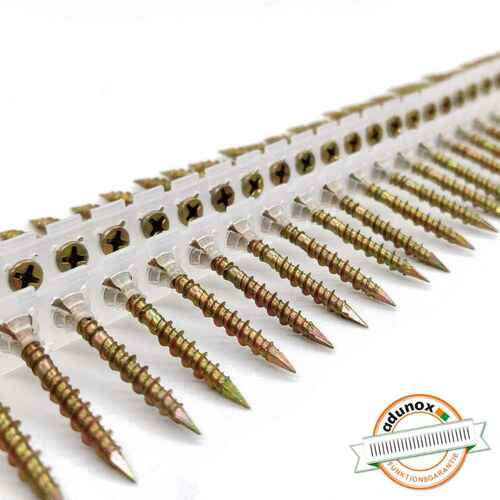 Magazinschrauben Langband - Holzbauschrauben mit Teilgewinde, Fr�srippen, Hi-Lo-Gewinde, Nagelspitze, gelb verzinkt