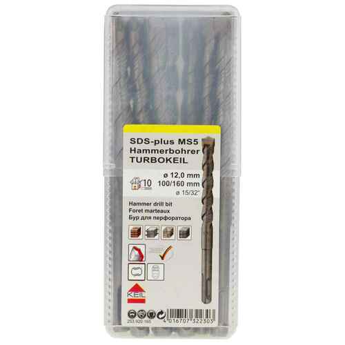 Hammerbohrer SDS-Plus Turbokeil MS5 - Rechteckpack - f�r Beton & Mauerwerk - KEIL MS5 Spirale 
