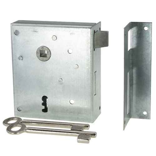 Rheinisches Kastenschloss Buntbart - Dornma� 60 mm - Entfernung 55 mm - 2-tourig - Aufschraubschloss