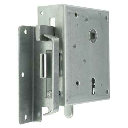 Stumpfdr�ckerschloss Buntbart - verzinkt - runder Stulp - Dorn 60 mm - Nuss 8 mm - Geh�use 117x101 mm - inkl. 2 Schl�ssel und Kloben