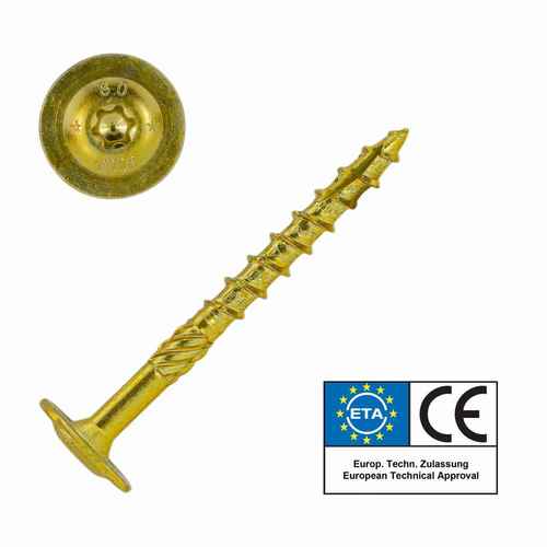 SCREW REBEL Tellerkopfschraube mit ETA Zulassung und Torx (TX) Antrieb - gelb verzinkt