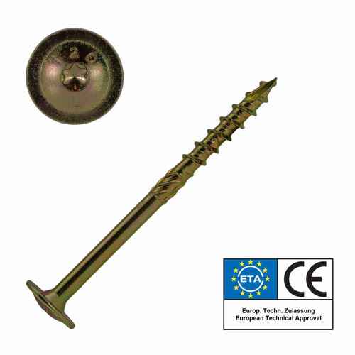 SCREW REBEL Tellerkopfschraube mit ETA Zulassung und Torx (TX) Antrieb - gelb verzinkt 