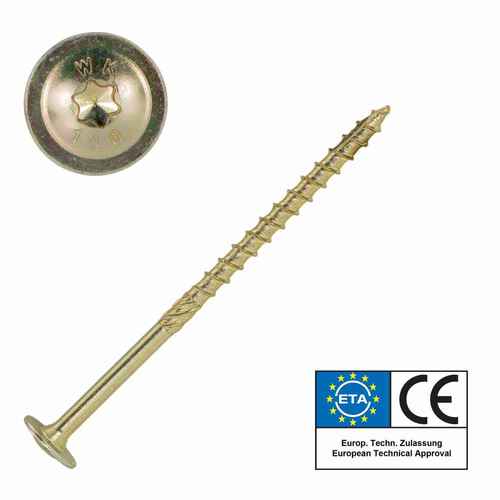 SCREW REBEL Tellerkopfschraube mit ETA Zulassung und Torx (TX) Antrieb - gelb verzinkt 