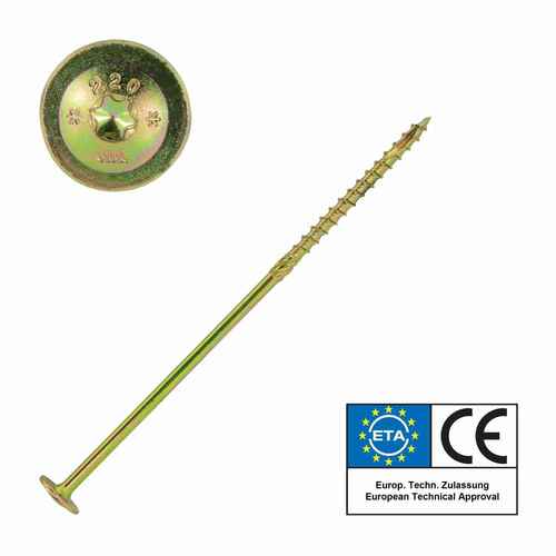 SCREW REBEL Tellerkopfschraube mit ETA Zulassung und Torx (TX) Antrieb - gelb verzinkt 