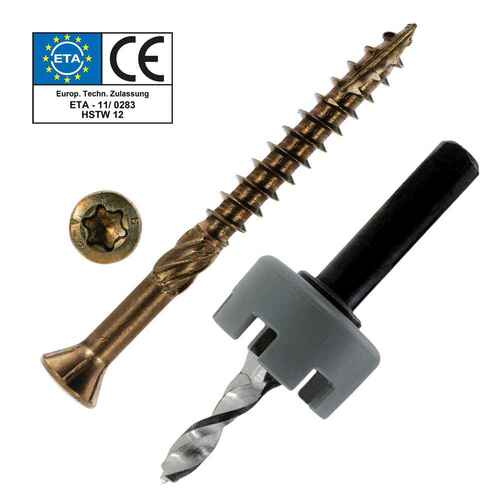 Terrassenschraube Antik Edelstahl rostfrei A2, 5,0 x 50 mm, 500 St�ck, Zierkopf, Torx 25 inkl. Bit, br�niert, mit Zulassung