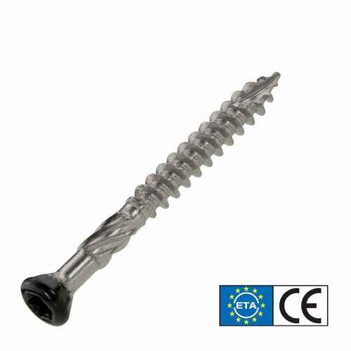 Terrassenschraube mit schwarzem Kopf, ETA Zulassung, Edelstahl geh�rtet 