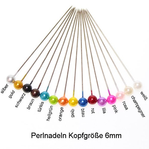 100 Perlennadeln 60mm - Lange Stecknadeln & Dekopins mit 6mm Perle f�r Hochzeit & Floristik Perlkopfnadel