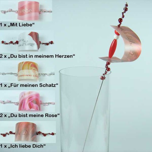 7 Stecker L 45cm Valentin Muttertag Geschenk In Liebe verschiedene Motive Rosen