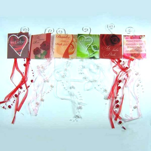 6 H�nger Geschenkh�nger Anh�nger Karten Valentin Muttertag Liebe Perlenband