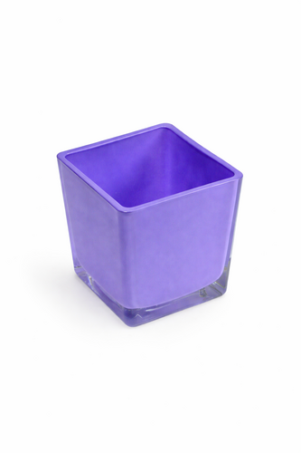 Glasw�rfel 6cm lila Vierkant Dekoglas W�rfelglas Windlicht Teelichtglas Blumentopf