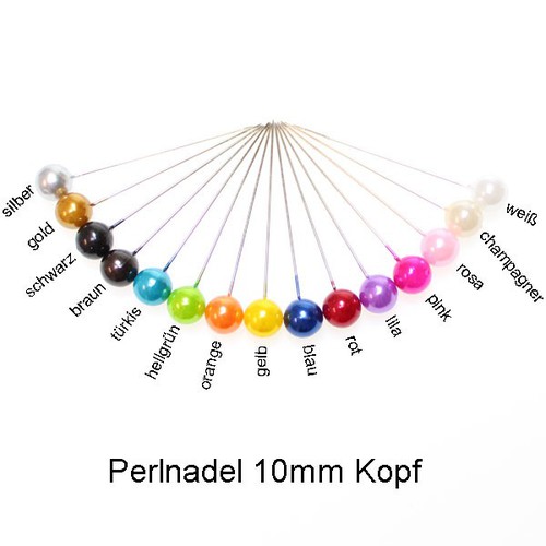 50 Perlennadeln 10mm 1cm L60mm Perlkopf Perlen Anstecknadeln Hochzeitsnadeln Nadeln